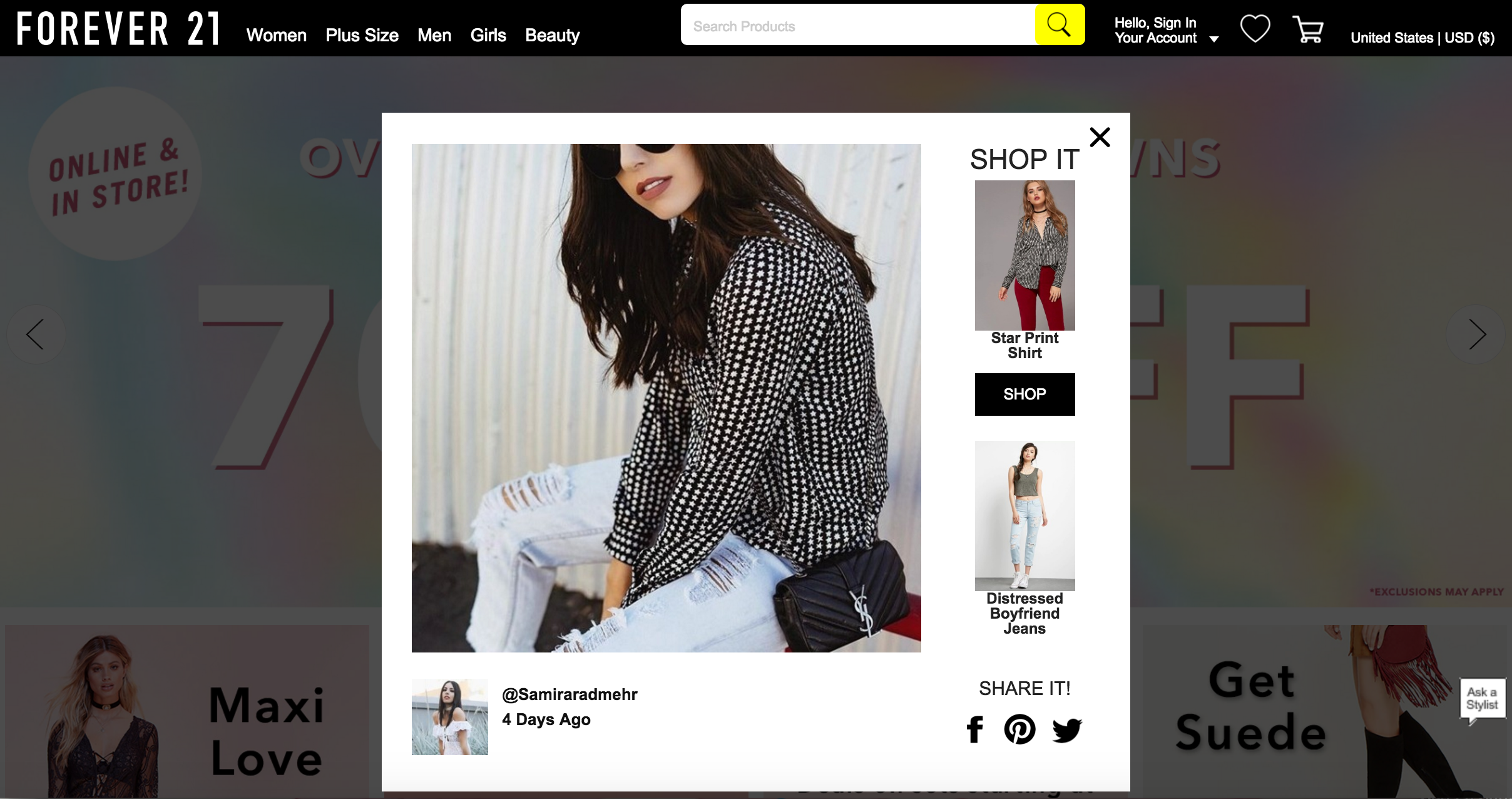 Featured on Forever 21 Homepage